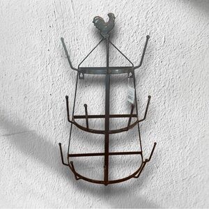 Rustic Brown Wall-Mounted Rooster Rack